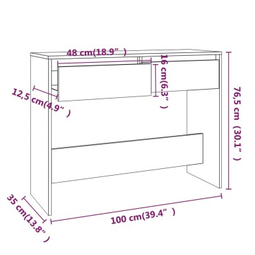 vidaXL Τραπέζι Κονσόλα Γκρι Sonoma 100x35x76,5cm Επεξεργ. Ξύλο 1 τεμ.
