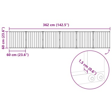 vidaXL Πόρτα Σκύλου 6 τμχ. Μαύρο 60 x 60 cm Γαλβανισμένος Χάλυβας