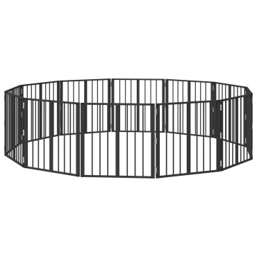 vidaXL Πόρτα Σκύλου 12 τμχ. Μαύρο 60 x 60 cm Επικαλυμμένος Χάλυβας