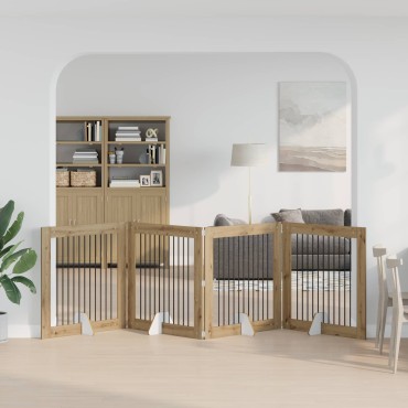 vidaXL Στερεωμένη γυαλιστερή πύλη για σκύλους 4 τμχ. Artisan Δρυς