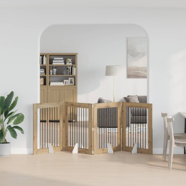 vidaXL Στερεωμένη γυαλιστερή πύλη για σκύλους 4 τμχ. Artisan Δρυς