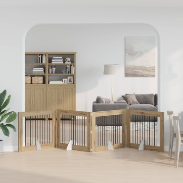 vidaXL Στερεωμένη γυαλιστερή πύλη για σκύλους 4 τμχ. Artisan Δρυς