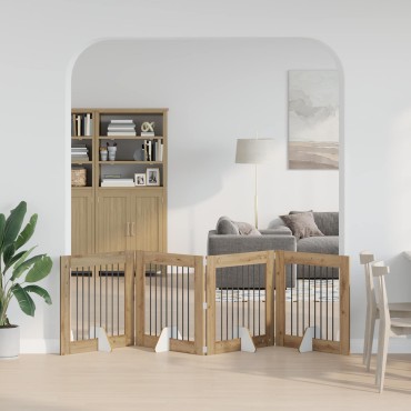 vidaXL Στερεωμένη γυαλιστερή πύλη για σκύλους 4 τμχ. Artisan Δρυς
