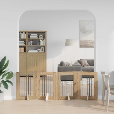 vidaXL Στερεωμένη γυαλιστερή πύλη για σκύλους 4 τμχ. Artisan Δρυς