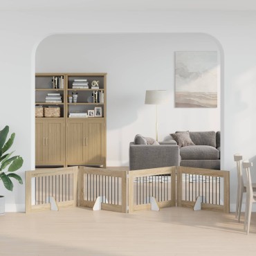 vidaXL Στερεωμένη γυαλιστερή πύλη για σκύλους 4 τμχ. Sonoma Δρυς