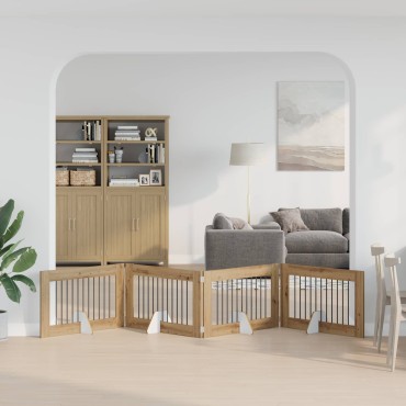 vidaXL Στερεωμένη γυαλιστερή πύλη για σκύλους 4 τμχ. Artisan Δρυς