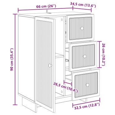 vidaXL Πλαϊνό γραφείο Λευκό 66x34,5x90cm Επεξεργασμένο Ξύλο 1 τεμ.