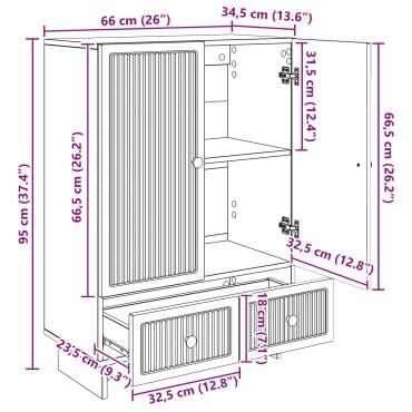 vidaXL Πλαϊνό γραφείο Λευκός 66x34,5x95cm 1 τεμ.