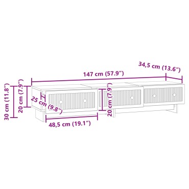 vidaXL Ντουλάπι TV Λευκό 147x34,5x30cm Επεξεργασμένο Ξύλο