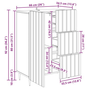 vidaXL Πλαϊνό γραφείο Λευκό 66x34,5x91,5cm Επεξεργασμένο Ξύλο 1 τεμ.
