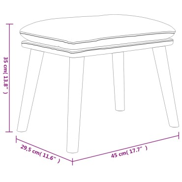 vidaXL Υποπόδιο Σκούρο Γκρι 45x29,5x35cm Ύφασμα & Συνθετικό Δέρμα 1 τεμ.