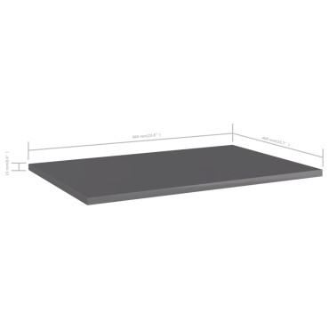 vidaXL Ράφια Βιβλιοθήκης 8 τεμ. Γυαλ. Γκρι 60x40x1,5cm Επεξ. Ξύλο
