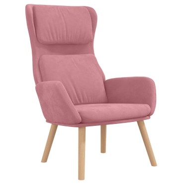 vidaXL Πολυθρόνα Relax Ροζ Βελούδινη με Σκαμπό 70x77x98cm 1 τεμ.
