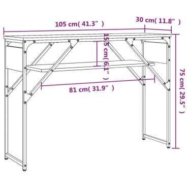 vidaXL Τραπέζι Κονσόλα Καφέ Δρυς 105x30x75cm από Επεξεργ. Ξύλο 1 τεμ.