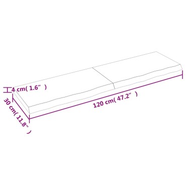 vidaXL Ράφι Τοίχου Ανοιχτό Καφέ 120x30x(2-4)cm Επεξ. Μασίφ Ξύλο Δρυός 1 τεμ.