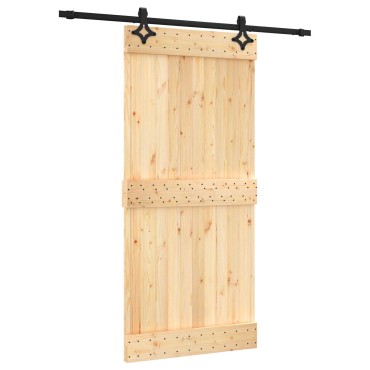 vidaXL Συρόμενη Πόρτα Φυσικό και Μαύρο 95 x 210 cm