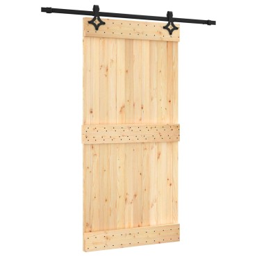 vidaXL Συρόμενη Πόρτα Φυσικό και Μαύρο 100 x 210 cm
