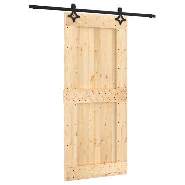 vidaXL Συρόμενη Πόρτα Φυσικό και Μαύρο 90 x 210 cm