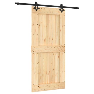 vidaXL Συρόμενη Πόρτα Φυσικό και Μαύρο 95 x 210 cm