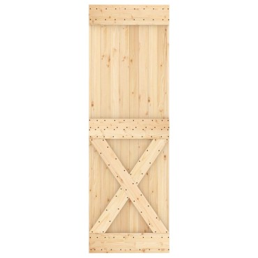 vidaXL Συρόμενη Πόρτα 70 x 210 cm Συμπαγές Ξύλο Πεύκου (Ακατέργαστο)