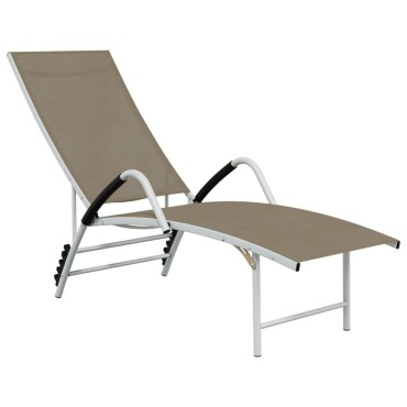vidaXL Ξαπλώστρα Taupe από Textilene και Αλουμίνιο (170-193)x60,5x(96-51) cm 1 τεμ.