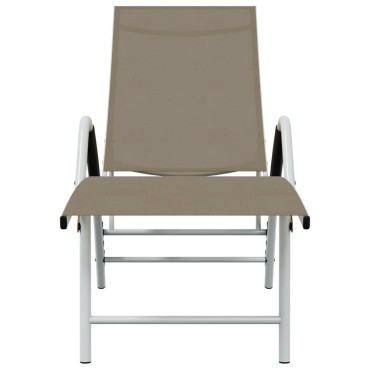 vidaXL Ξαπλώστρα Taupe από Textilene και Αλουμίνιο (170-193)x60,5x(96-51) cm 1 τεμ.