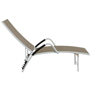 vidaXL Ξαπλώστρα Taupe από Textilene και Αλουμίνιο (170-193)x60,5x(96-51) cm 1 τεμ.