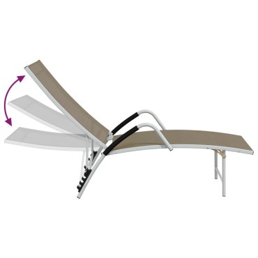 vidaXL Ξαπλώστρα Taupe από Textilene και Αλουμίνιο (170-193)x60,5x(96-51) cm 1 τεμ.