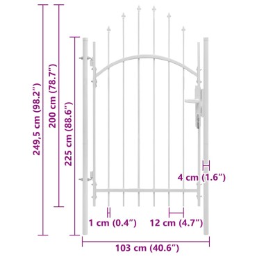 vidaXL Πόρτα Κήπου Woerden Ατσάλινη 1 x 2,45 μ. Λευκή