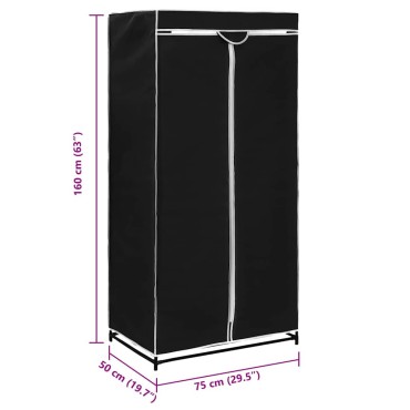 vidaXL Ντουλάπα Μαύρη 75x50x160cm 1 τεμ.