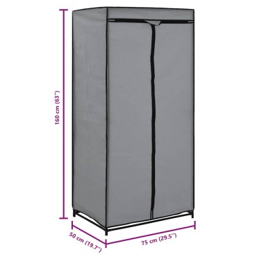 vidaXL Ντουλάπα Γκρι 75x50x160cm 1 τεμ.