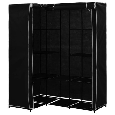 vidaXL Γωνιακή Ντουλάπα Μαύρη 130x87x169cm 1 τεμ.