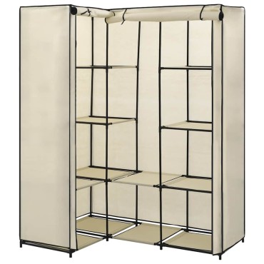 vidaXL Γωνιακή Ντουλάπα Κρεμ 130x87x169cm 1 τεμ.