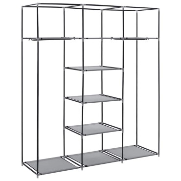 vidaXL Ντουλάπα με Χωρίσματα και Ράβδους Γκρι 150x45x175cm Ύφασμα 1 τεμ.