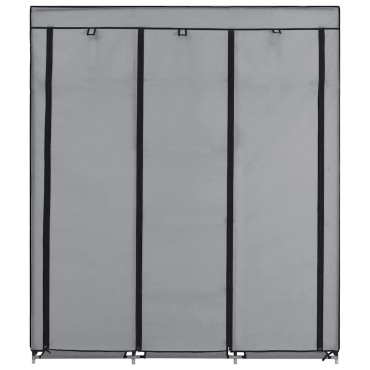 vidaXL Ντουλάπα με Χωρίσματα και Ράβδους Γκρι 150x45x175cm Ύφασμα 1 τεμ.