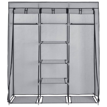vidaXL Ντουλάπα με Χωρίσματα και Ράβδους Γκρι 150x45x175cm Ύφασμα 1 τεμ.