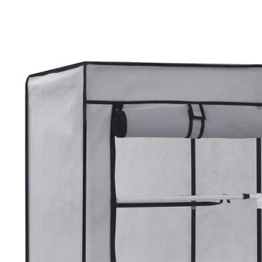vidaXL Ντουλάπα με Χωρίσματα και Ράβδους Γκρι 150x45x175cm Ύφασμα 1 τεμ.