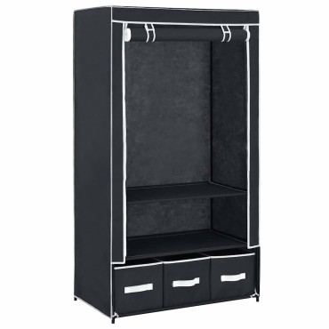 vidaXL Ντουλάπα Μαύρη 87x49x159cm από Ύφασμα 1 τεμ.