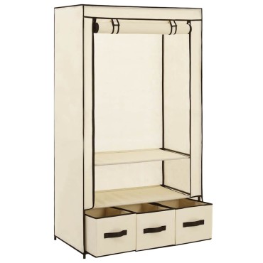 vidaXL Ντουλάπα Κρεμ 87x49x159cm Ύφασμα 1 τεμ.