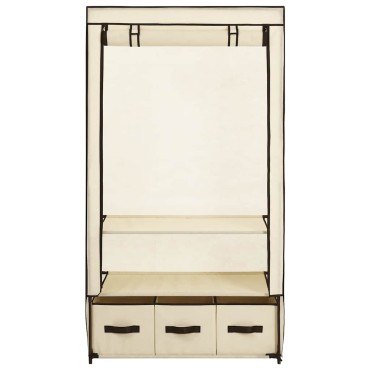 vidaXL Ντουλάπα Κρεμ 87x49x159cm Ύφασμα 1 τεμ.