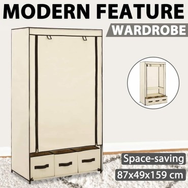 vidaXL Ντουλάπα Κρεμ 87x49x159cm Ύφασμα 1 τεμ.
