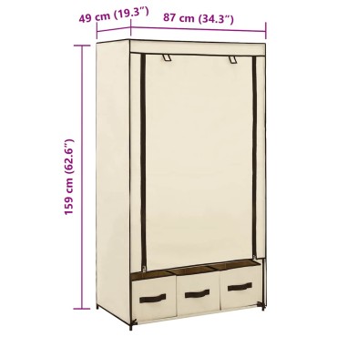 vidaXL Ντουλάπα Κρεμ 87x49x159cm Ύφασμα 1 τεμ.