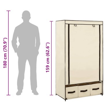 vidaXL Ντουλάπα Κρεμ 87x49x159cm Ύφασμα 1 τεμ.