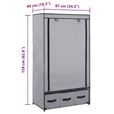vidaXL Ντουλάπα Γκρι 87x49x159cm Ύφασμα 1 τεμ.