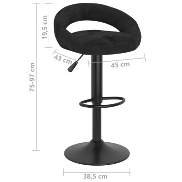 vidaXL Σκαμπό Μπαρ 2 τεμ. Μαύρο Βελούδο 45x43x(75-97) cm