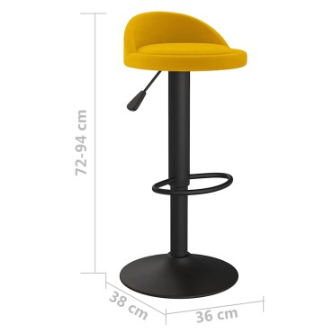 vidaXL Σκαμπό Μπαρ Κίτρινο Βελούδο 36x38x(72-94)cm 1 τεμ.