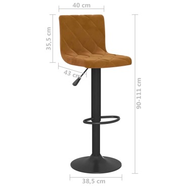 vidaXL Σκαμπό Μπαρ 2 τεμ. Καφέ Βελούδινο 40x43x(90-111)cm