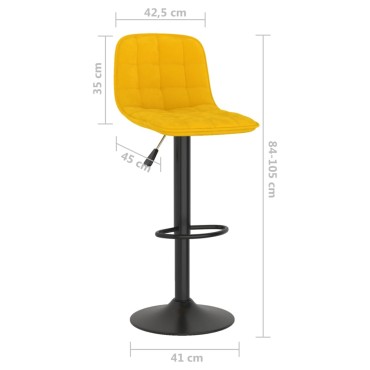 vidaXL Σκαμπό Μπαρ 2 τεμ. Κίτρινο Βελούδο 42,5x45x(84-105)cm