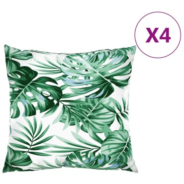 vidaXL Μαξιλάρια Καναπέ 4 τεμ. με Σχέδιο Φύλλων 60x60cm από Ύφασμα