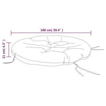 vidaXL Στρογγυλό Μαξιλάρι Μαύρο Καρό Σχέδιο 100x11cm Ύφασμα Oxford